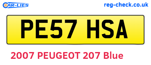 PE57HSA are the vehicle registration plates.