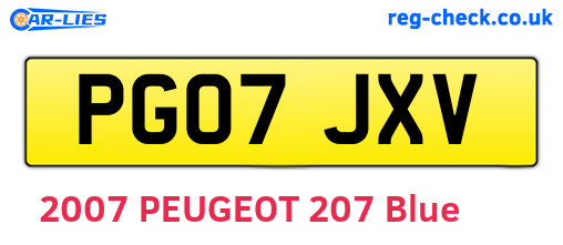 PG07JXV are the vehicle registration plates.