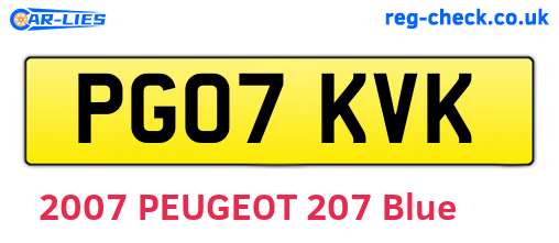PG07KVK are the vehicle registration plates.