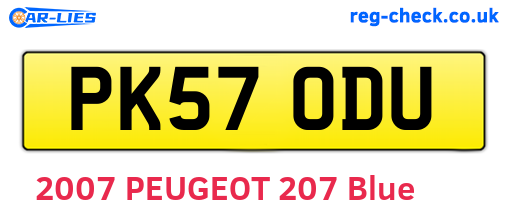 PK57ODU are the vehicle registration plates.