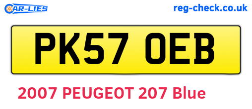 PK57OEB are the vehicle registration plates.
