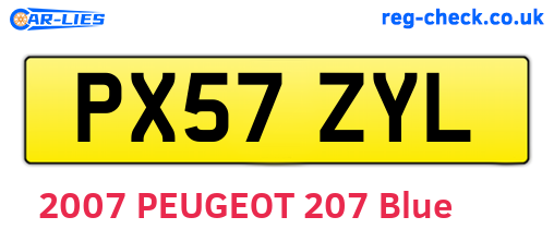 PX57ZYL are the vehicle registration plates.