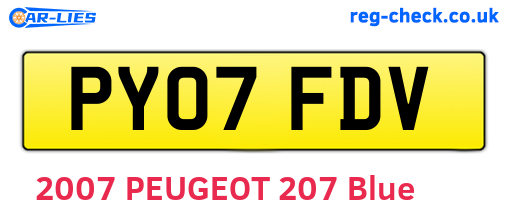 PY07FDV are the vehicle registration plates.