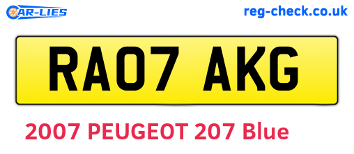 RA07AKG are the vehicle registration plates.