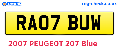 RA07BUW are the vehicle registration plates.