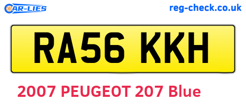 RA56KKH are the vehicle registration plates.