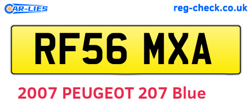 RF56MXA are the vehicle registration plates.