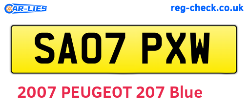 SA07PXW are the vehicle registration plates.