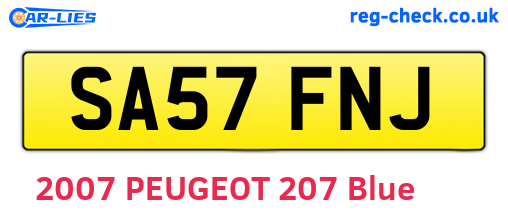 SA57FNJ are the vehicle registration plates.