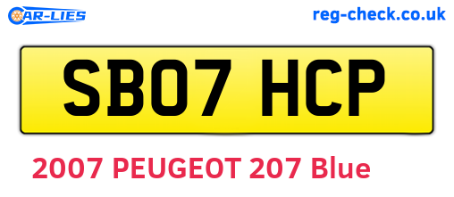 SB07HCP are the vehicle registration plates.