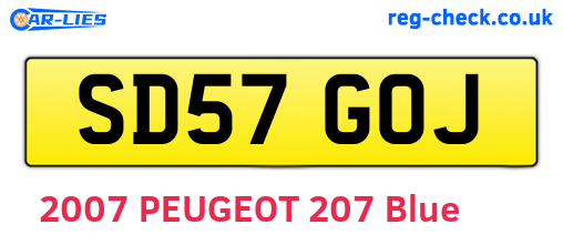 SD57GOJ are the vehicle registration plates.