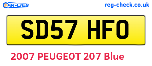 SD57HFO are the vehicle registration plates.