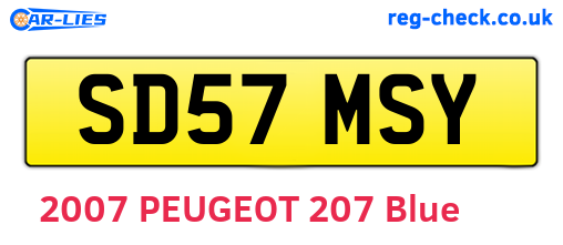 SD57MSY are the vehicle registration plates.
