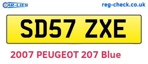 SD57ZXE are the vehicle registration plates.