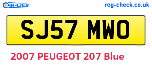 SJ57MWO are the vehicle registration plates.