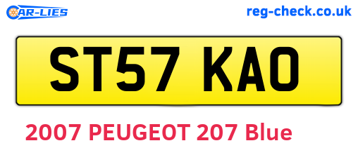 ST57KAO are the vehicle registration plates.