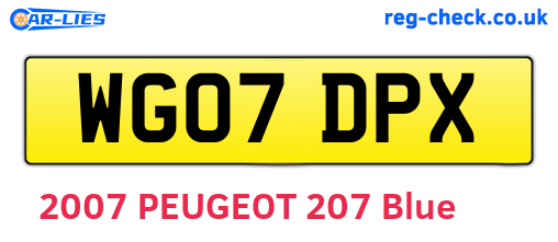 WG07DPX are the vehicle registration plates.