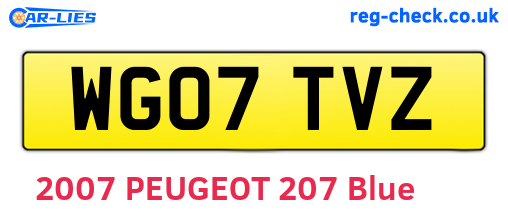 WG07TVZ are the vehicle registration plates.