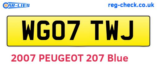WG07TWJ are the vehicle registration plates.