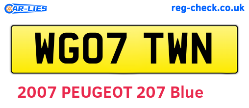 WG07TWN are the vehicle registration plates.