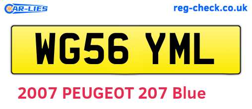 WG56YML are the vehicle registration plates.