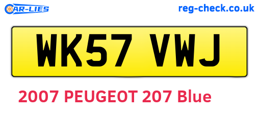 WK57VWJ are the vehicle registration plates.