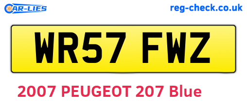 WR57FWZ are the vehicle registration plates.