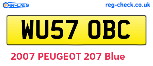 WU57OBC are the vehicle registration plates.