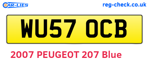 WU57OCB are the vehicle registration plates.