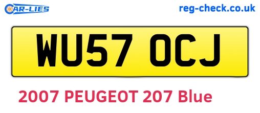 WU57OCJ are the vehicle registration plates.