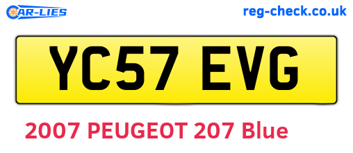 YC57EVG are the vehicle registration plates.