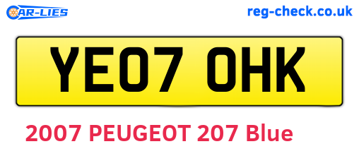 YE07OHK are the vehicle registration plates.