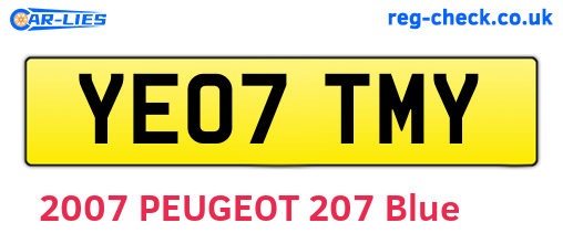 YE07TMY are the vehicle registration plates.