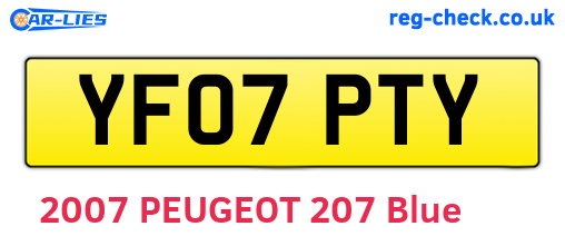 YF07PTY are the vehicle registration plates.