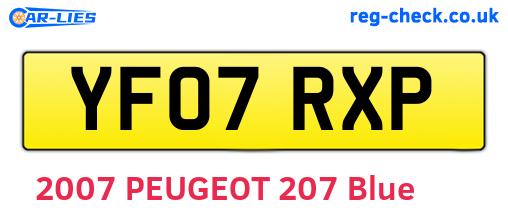 YF07RXP are the vehicle registration plates.