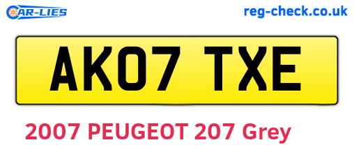AK07TXE are the vehicle registration plates.
