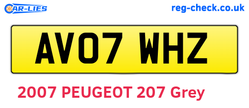 AV07WHZ are the vehicle registration plates.