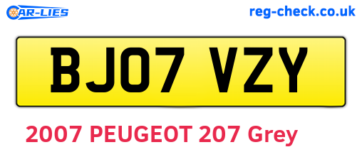 BJ07VZY are the vehicle registration plates.