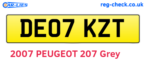DE07KZT are the vehicle registration plates.