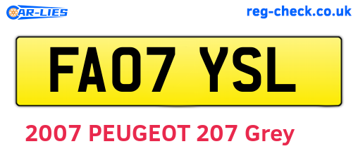 FA07YSL are the vehicle registration plates.