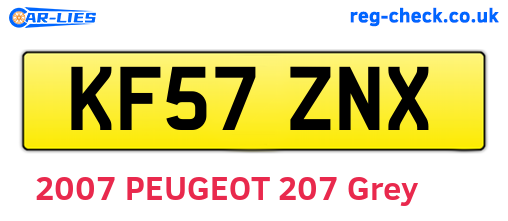 KF57ZNX are the vehicle registration plates.