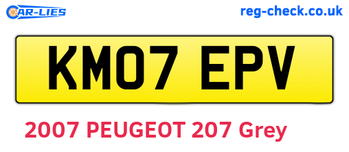 KM07EPV are the vehicle registration plates.
