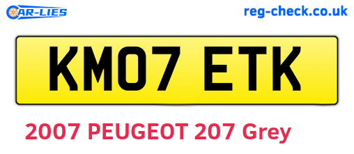 KM07ETK are the vehicle registration plates.