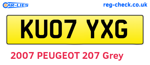 KU07YXG are the vehicle registration plates.