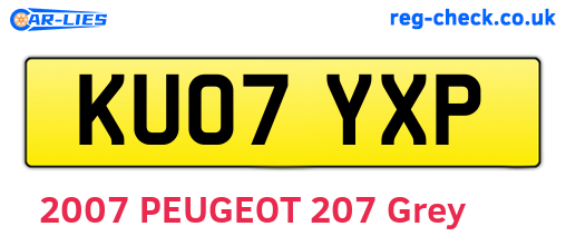 KU07YXP are the vehicle registration plates.