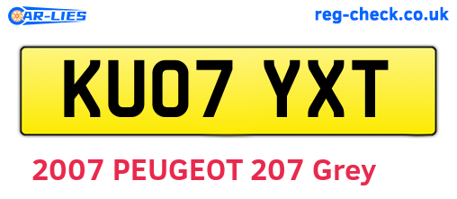 KU07YXT are the vehicle registration plates.