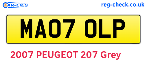 MA07OLP are the vehicle registration plates.