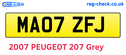 MA07ZFJ are the vehicle registration plates.