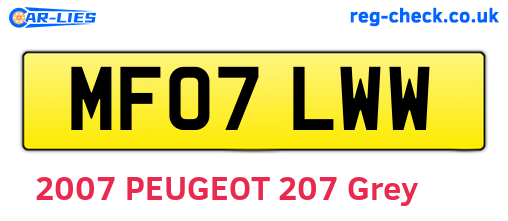 MF07LWW are the vehicle registration plates.
