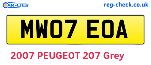 MW07EOA are the vehicle registration plates.